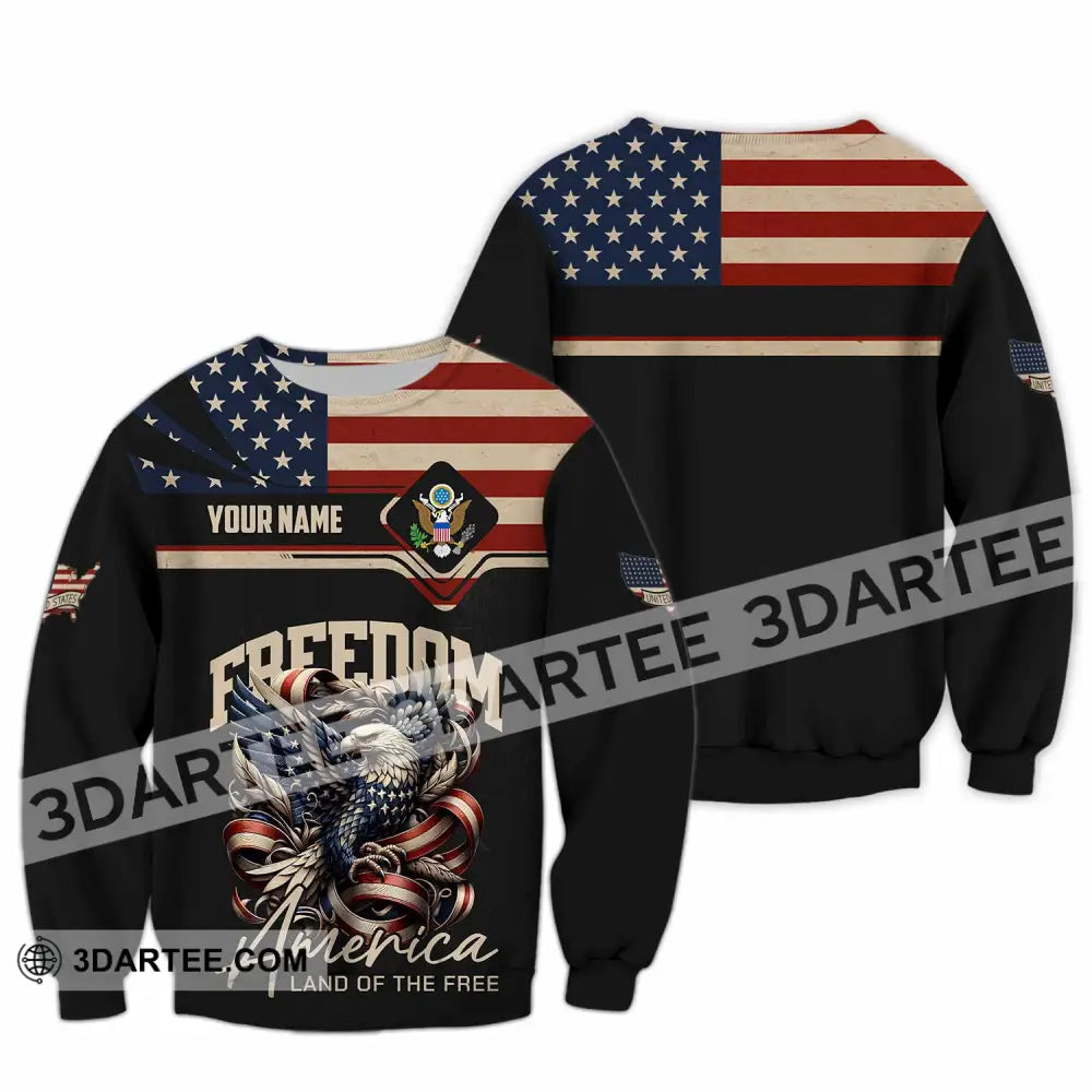 Unisex Shirt - Custom America Land Of The Free 3D Shirt Long Sleeve / S T-shirt