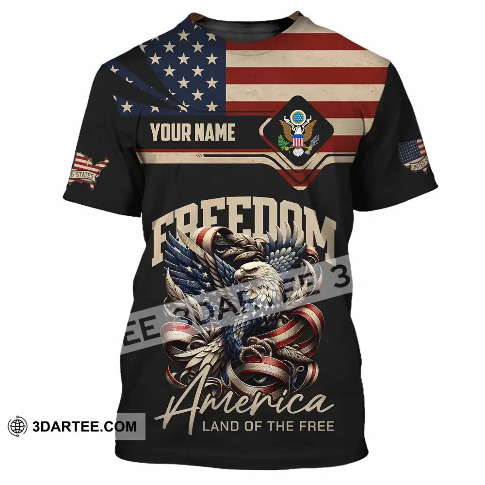 Unisex Shirt - Custom America Land Of The Free 3D Shirt T-Shirt / S T-shirt