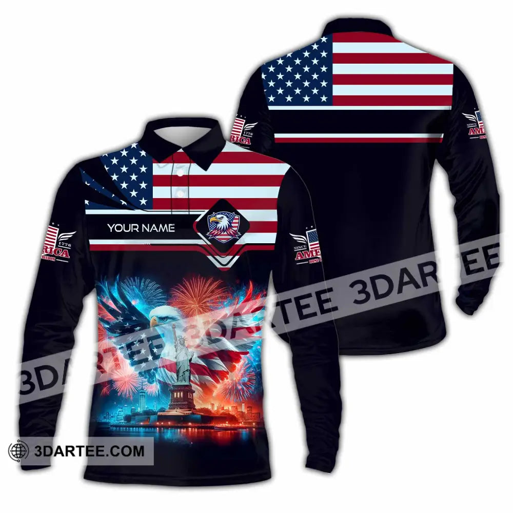 Unisex Shirt - Custom America Shirt Long Sleeve Polo / S T-shirt