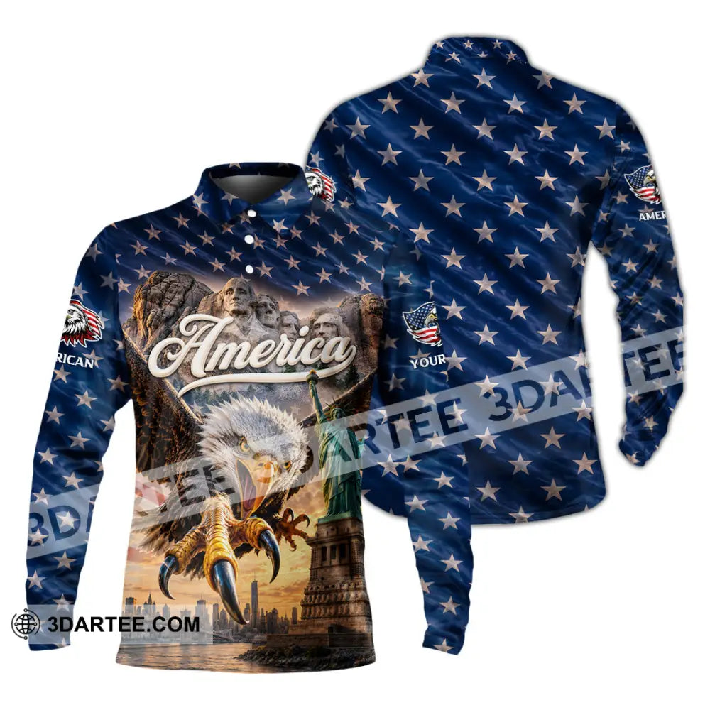 Unisex Shirt - Custom America Shirt - Long Sleeve Polo / S - T-shirt