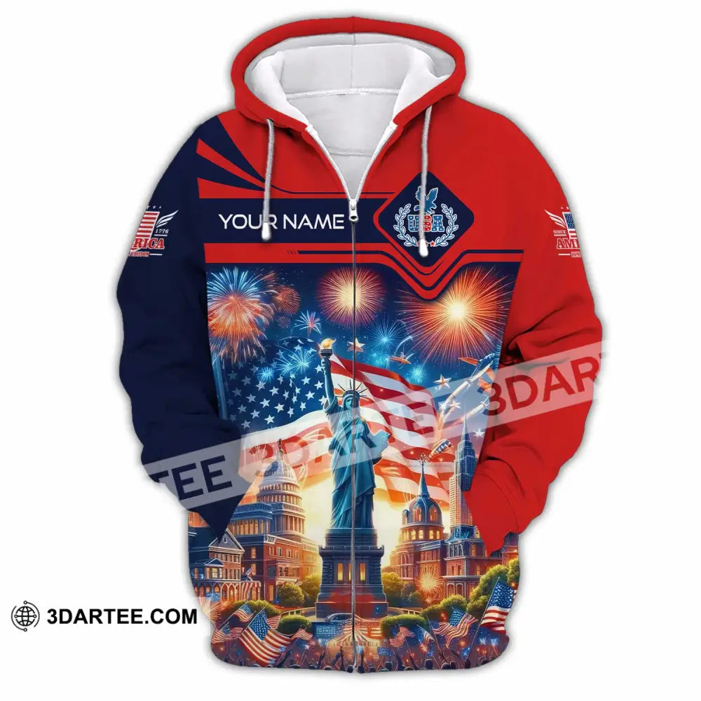 Unisex Shirt - Custom America Shirt Zipper Hoodie / S T-shirt