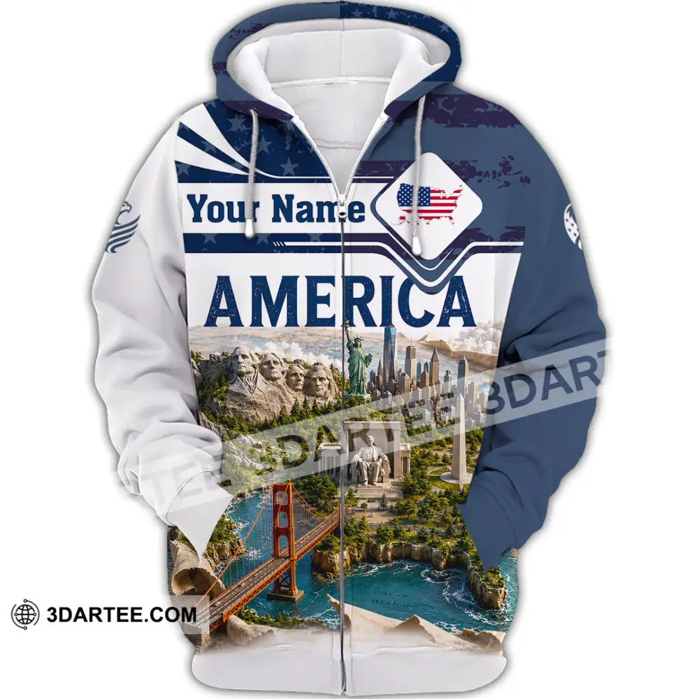 Unisex Shirt - Custom America Shirt - Zipper Hoodie / S - T-shirt