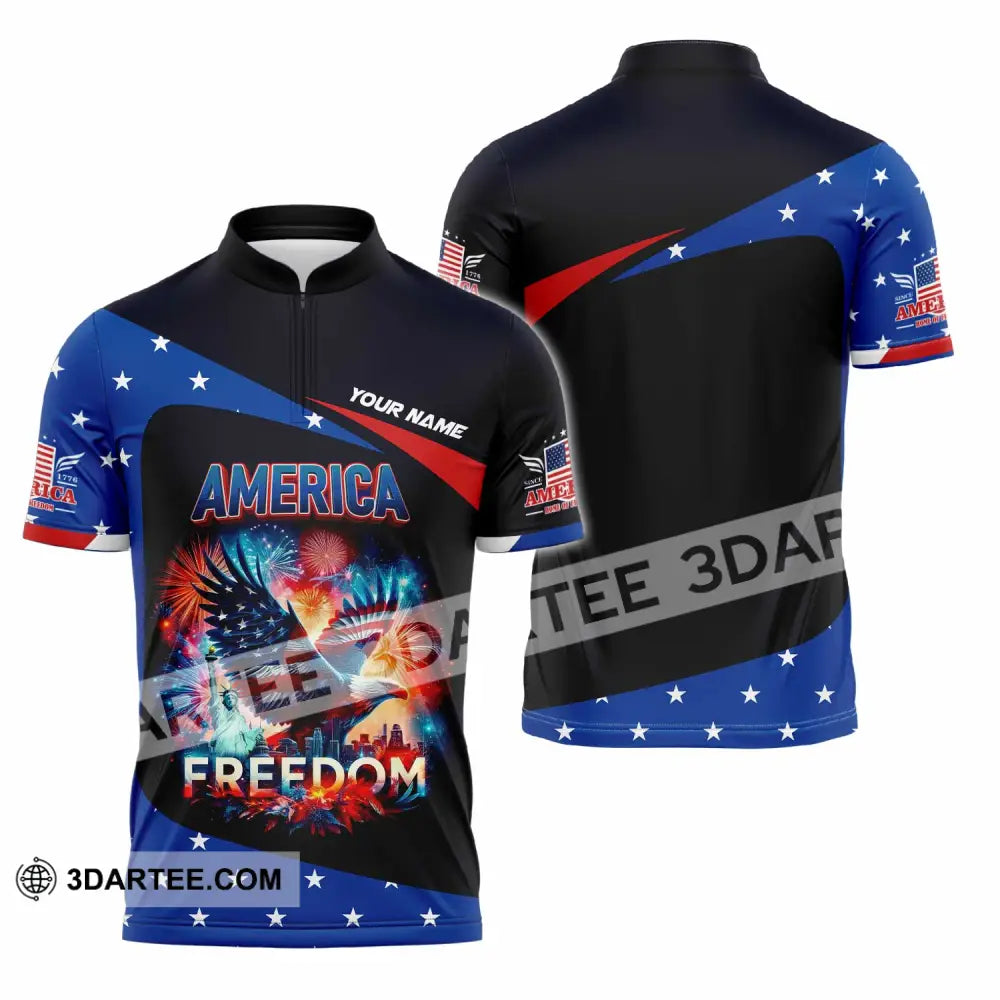 Unisex Shirt - Custom America Shirt Zipper Polo Shirt / S T-shirt