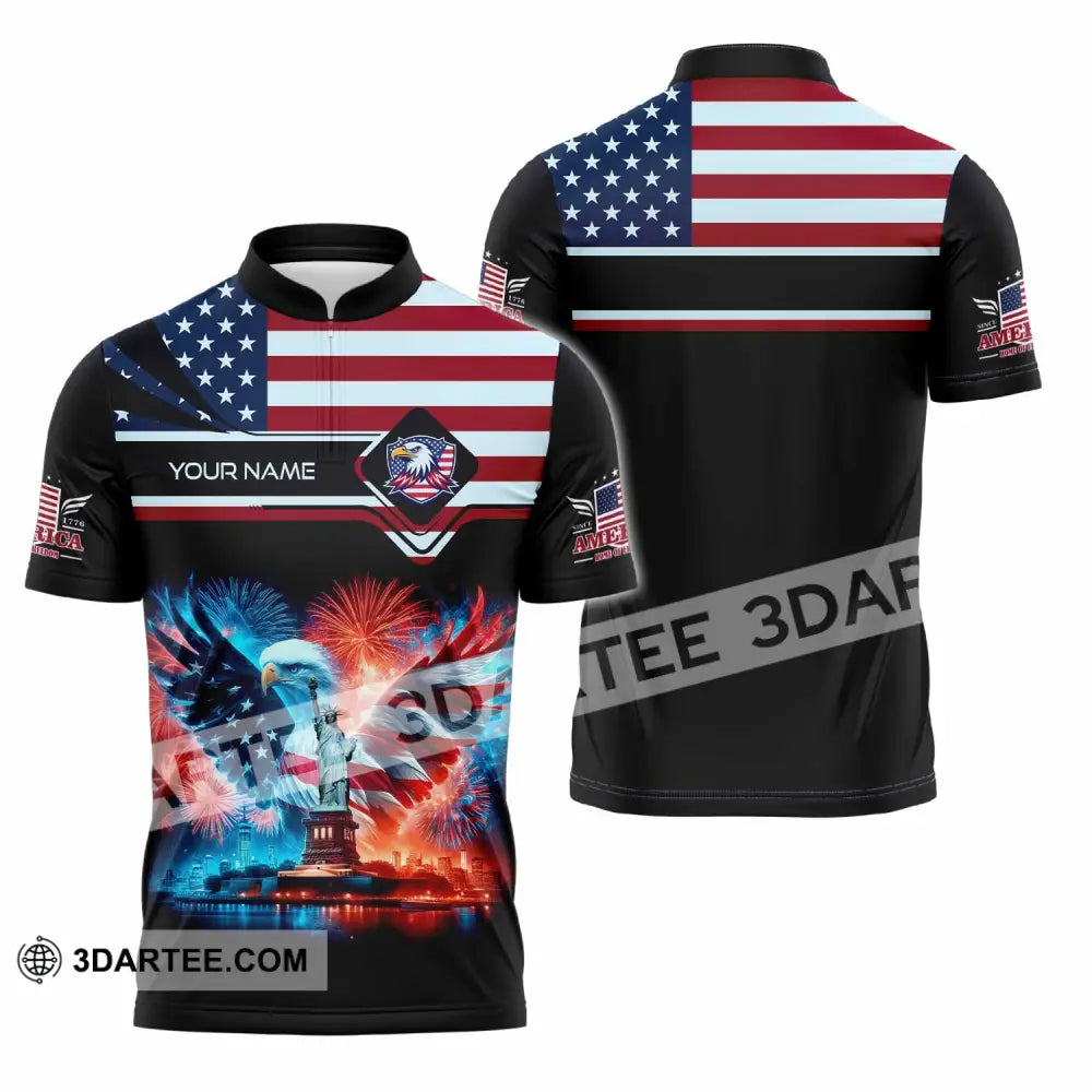 Unisex Shirt - Custom America Shirt Zipper Polo Shirt / S T-shirt
