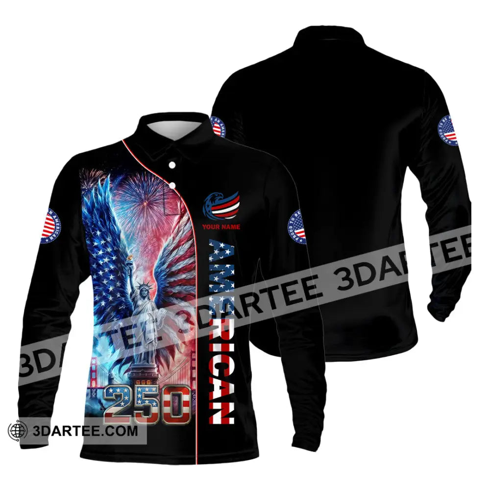Unisex Shirt - Custom American 250 3D Shirt Long Sleeve Polo / S T-shirt
