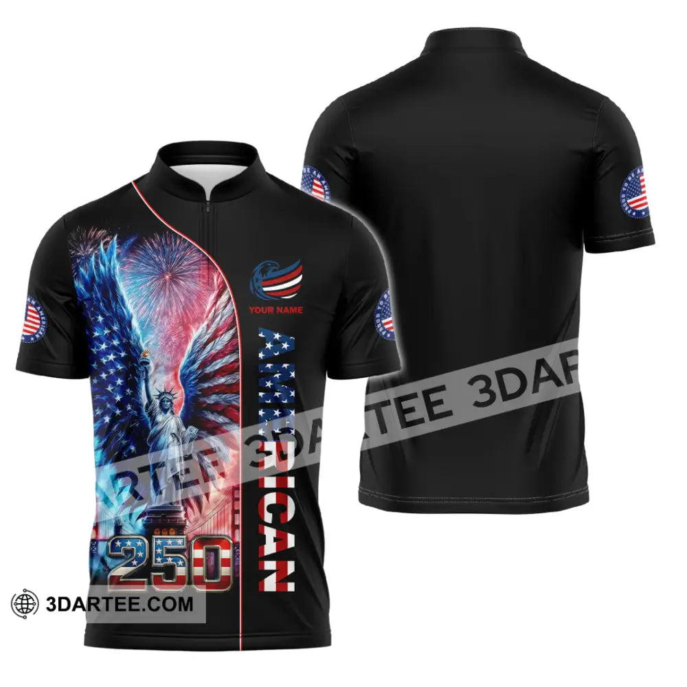 Unisex Shirt - Custom American 250 3D Shirt Zipper Polo Shirt / S T-shirt