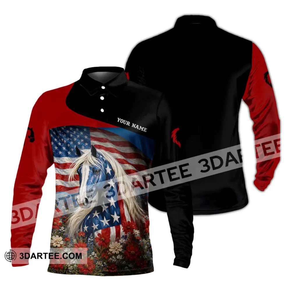 Unisex Shirt - Custom American Shirt - Long Sleeve Polo / S - T-shirt