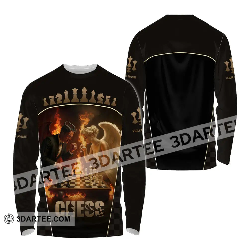 Unisex Shirt - Custom Angels & Demons Chess Shirt For Couple Long Sleeve Shirt / S T-shirt