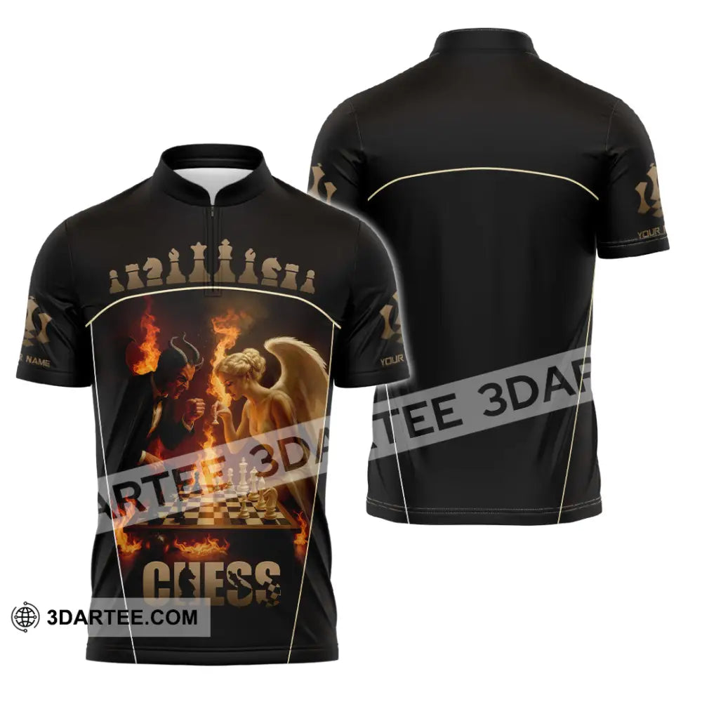 Unisex Shirt - Custom Angels & Demons Chess Shirt For Couple Zipper Polo Shirt / S T-shirt