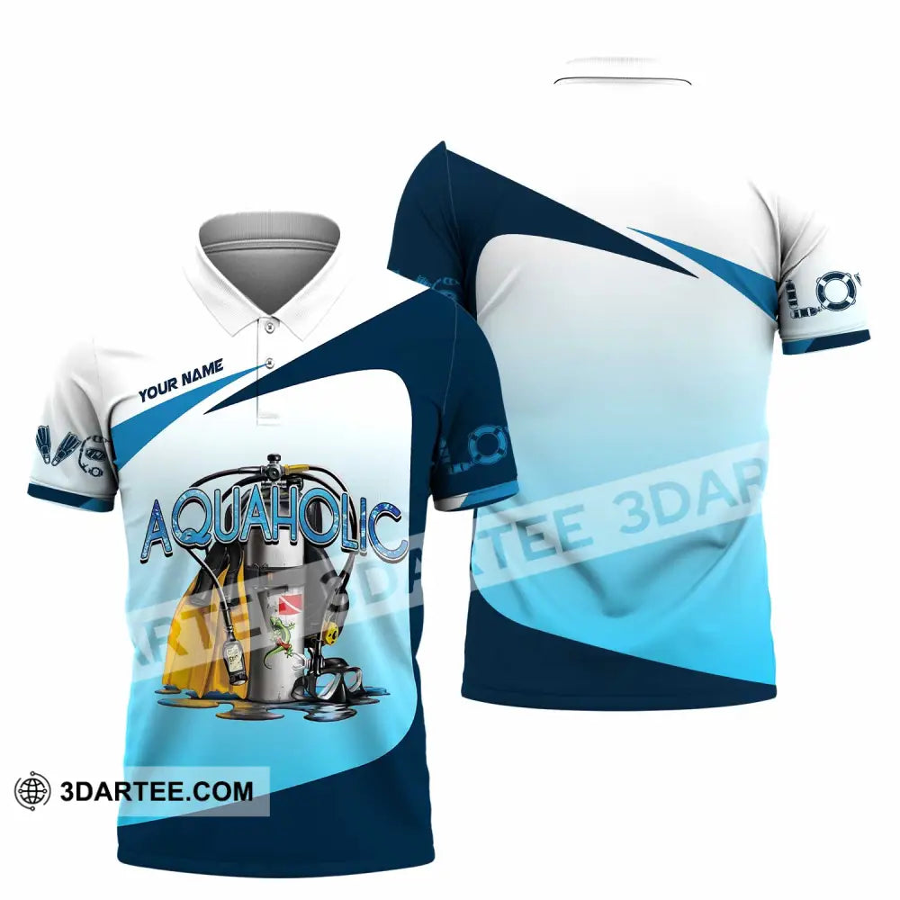 Unisex Shirt - Custom Aquaholic Scuba Diving Diver Shirt Polo Shirt / S T-shirt