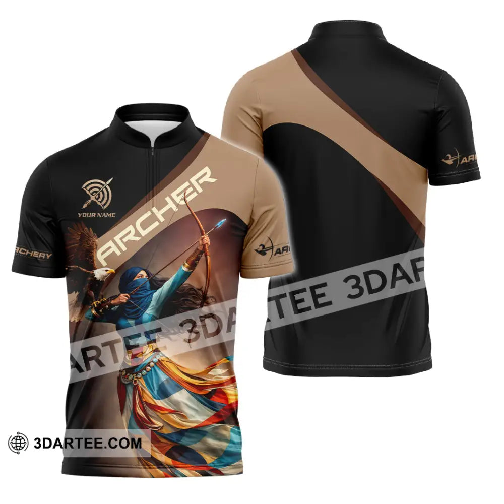 Unisex Shirt - Custom Archer 3D Shirt Zipper Polo Shirt / S T-shirt
