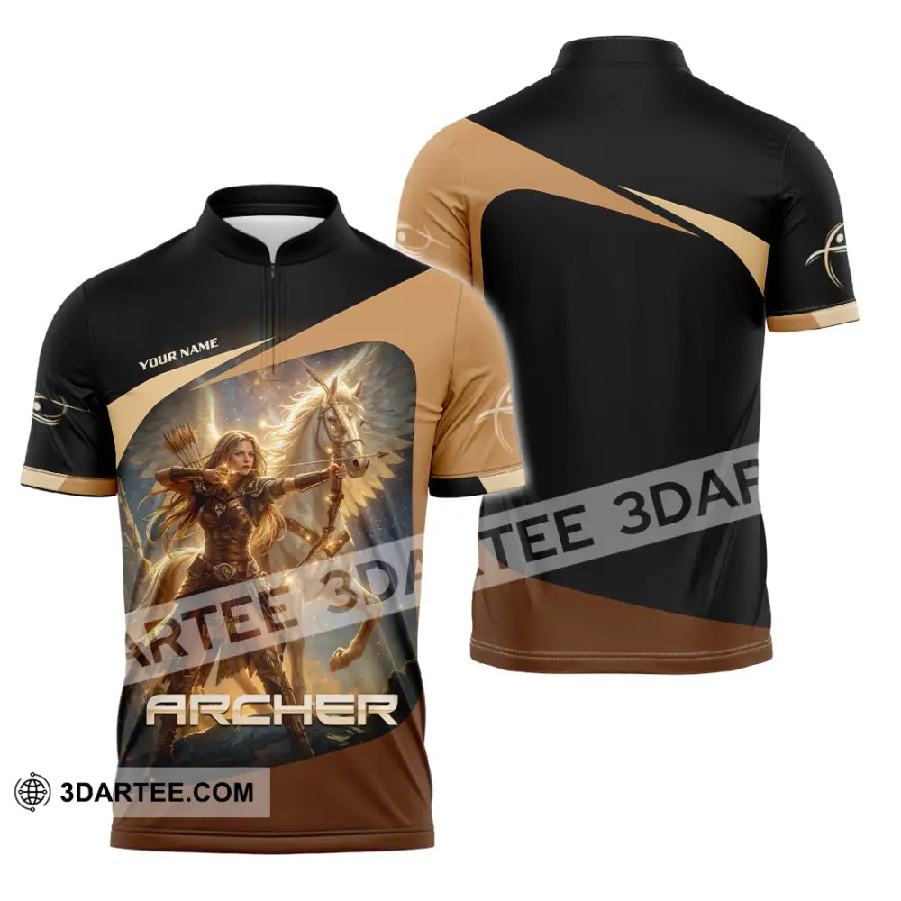 Unisex Shirt - Custom Archer 3D Shirt Zipper Polo Shirt / S T-shirt