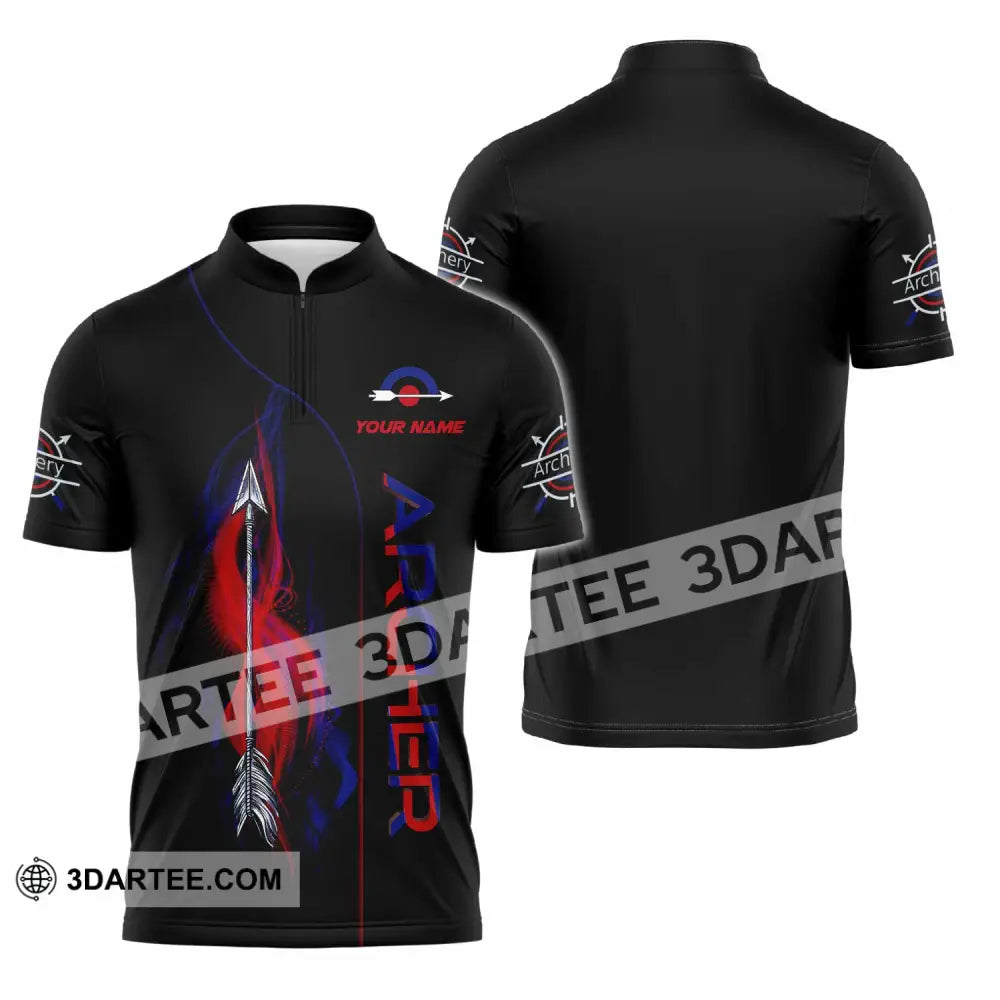 Unisex Shirt - Custom Archer 3D Shirt Zipper Polo Shirt / S T-shirt