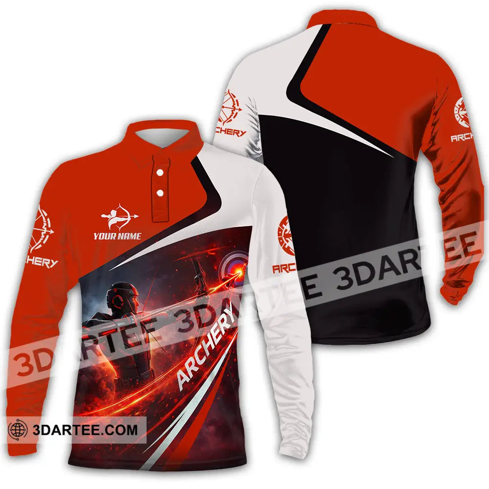Unisex Shirt - Custom Archery 3D Shirt - Long Sleeve Polo / S - T-shirt