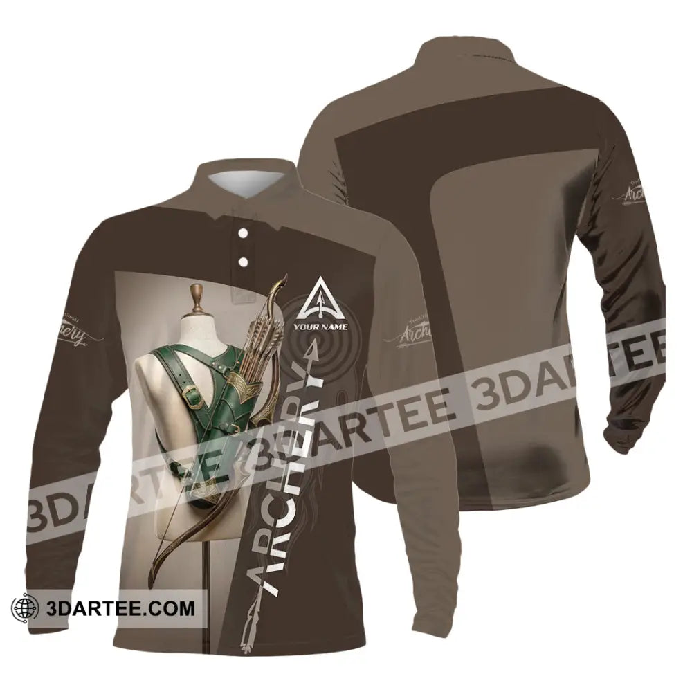 Unisex Shirt - Custom Archery 3D Shirt Long Sleeve Polo / S T-shirt