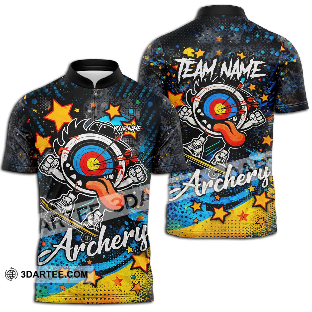 Unisex Shirt - Custom Archery 3D Shirt Zipper Polo Shirt / S T-shirt