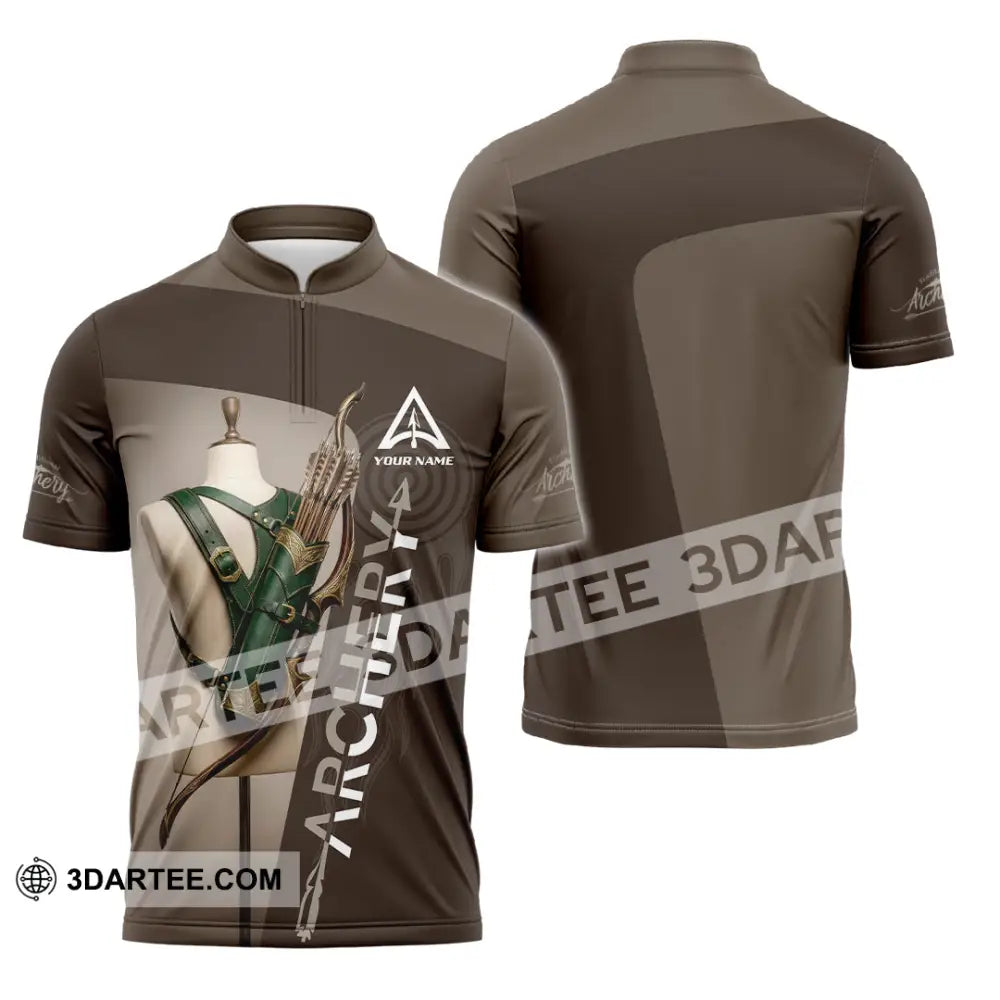 Unisex Shirt - Custom Archery 3D Shirt Zipper Polo Shirt / S T-shirt