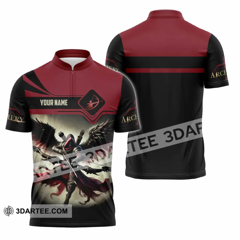 Unisex Shirt - Custom Archery 3D Shirt Zipper Polo Shirt / S T-shirt