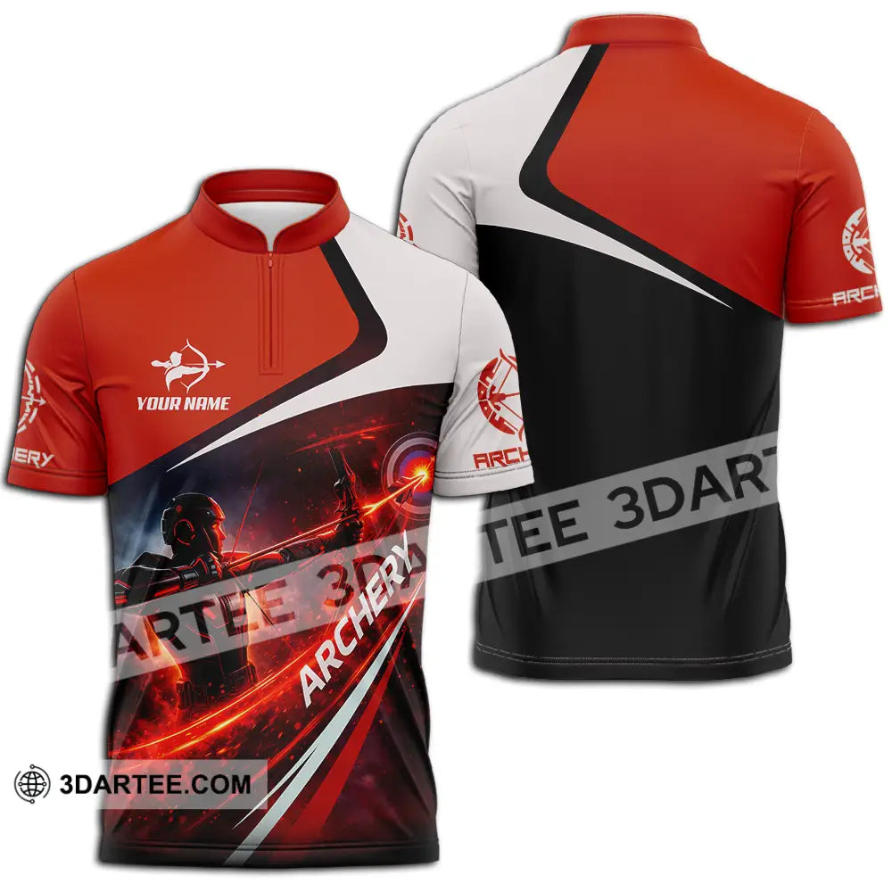 Unisex Shirt - Custom Archery 3D Shirt - Zipper Polo Shirt / S - T-shirt