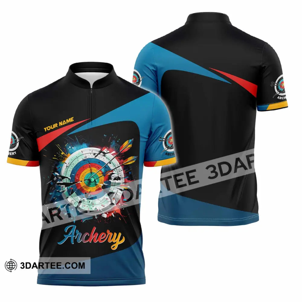 Unisex Shirt - Custom Archery 3D Shirt Zipper Polo Shirt / S T-shirt