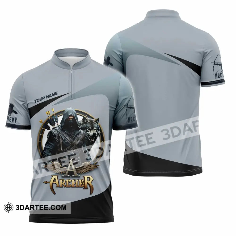 Unisex Shirt - Custom Archery 3D Shirt Zipper Polo Shirt / S T-shirt