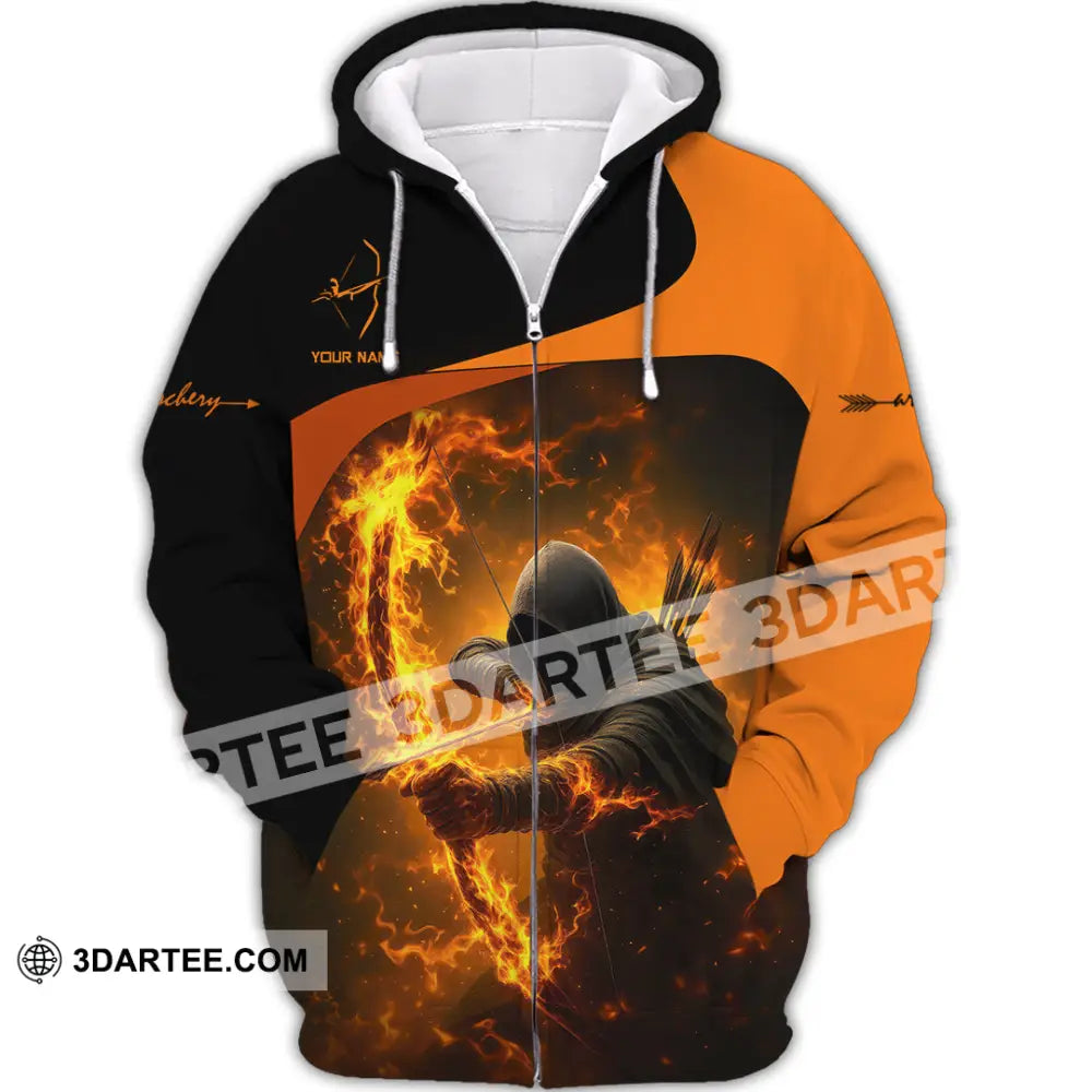 Unisex Shirt - Custom Archery Fire Warrior Archery Player Shirt Zipper Hoodie / S T-shirt