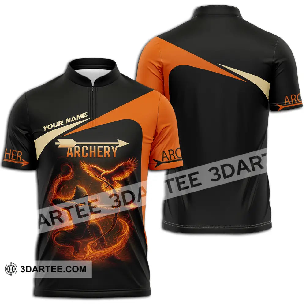 Unisex Shirt Custom Archery Sport Lover Shirt Zipper Polo Shirt / S T shirt