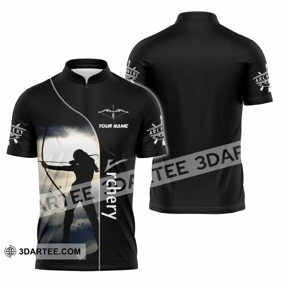 Unisex Shirt - Custom Archery Sport Lover Shirt Zipper Polo Shirt / S T-shirt