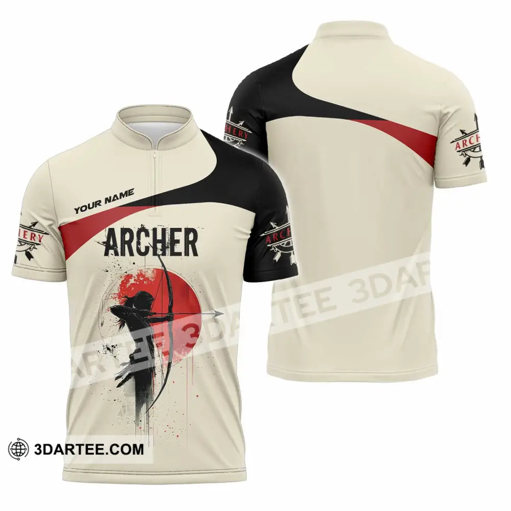 Unisex Shirt - Custom Archery Sport Lover Shirt Zipper Polo Shirt / S T-shirt