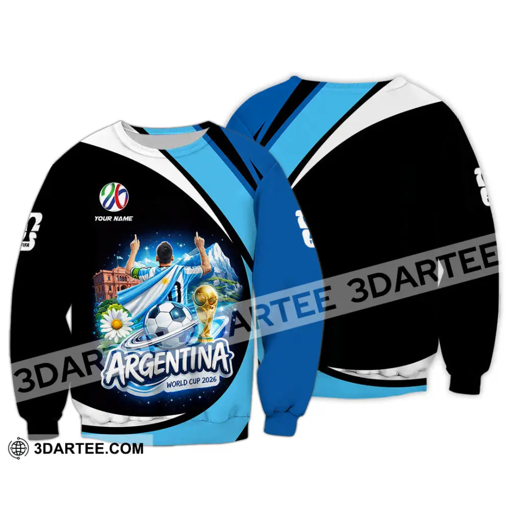 Unisex Shirt - Custom Argentina World Cup 2026 2026 3D Shirt - Long Sleeve / S - T-shirt