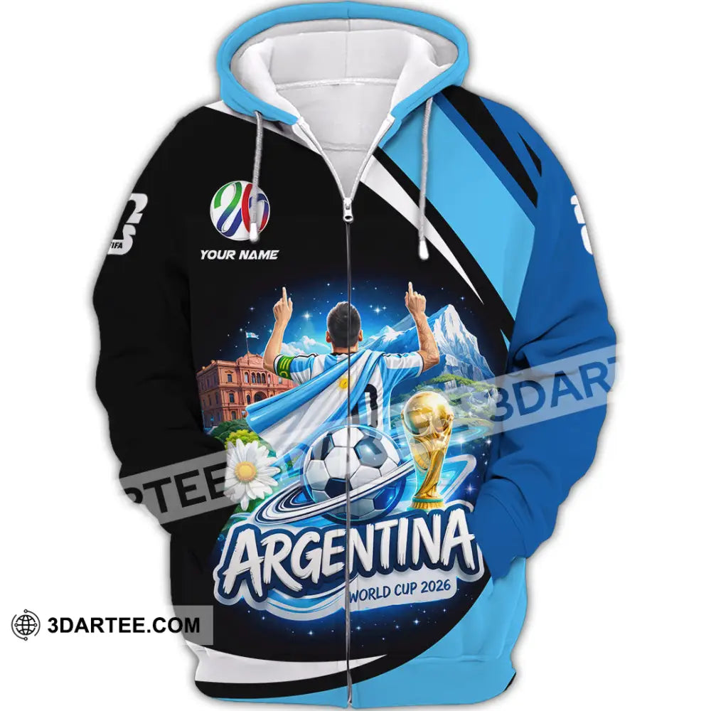 Unisex Shirt - Custom Argentina World Cup 2026 2026 3D Shirt - Zipper Hoodie / S - T-shirt
