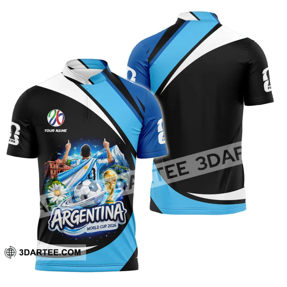 Unisex Shirt - Custom Argentina World Cup 2026 2026 3D Shirt - Zipper Polo Shirt / S - T-shirt