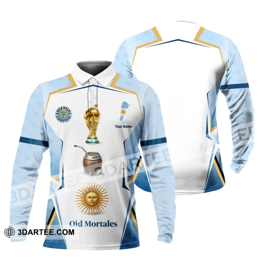 Unisex Shirt - Custom Argentina World Cup 2026 3D Shirt - Long Sleeve Polo / S - T-shirt