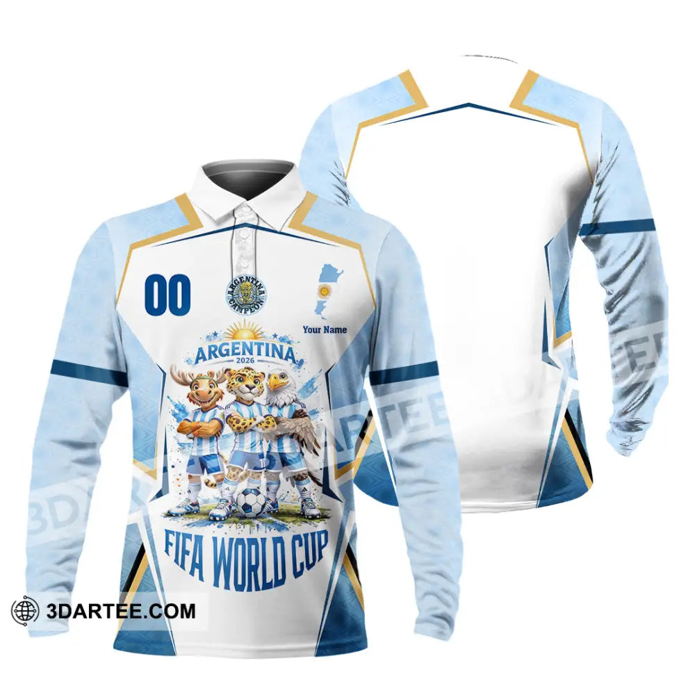 Unisex Shirt - Custom Argentina World Cup 2026 3D Shirt - Long Sleeve Polo / S - T-shirt