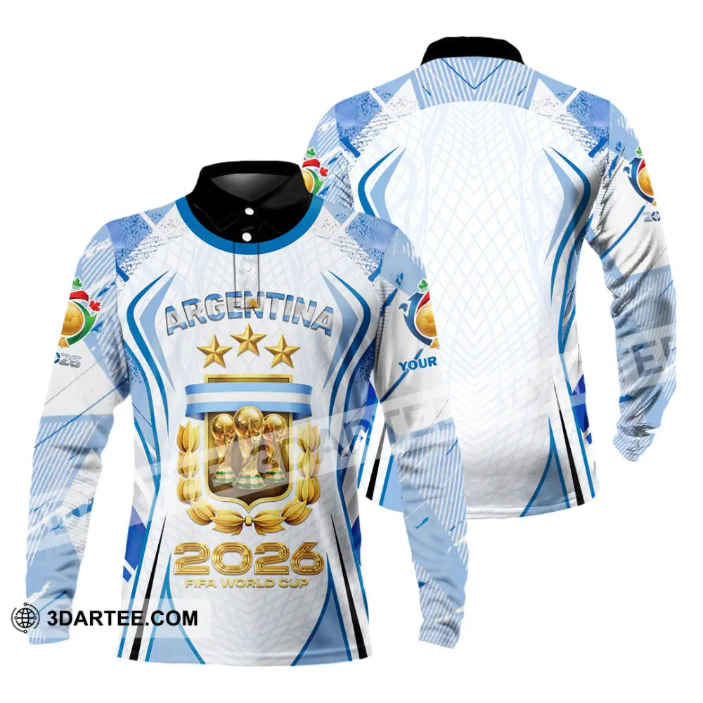 Unisex Shirt - Custom Argentina World Cup 2026 3D Shirt Long Sleeve Polo / S T-shirt
