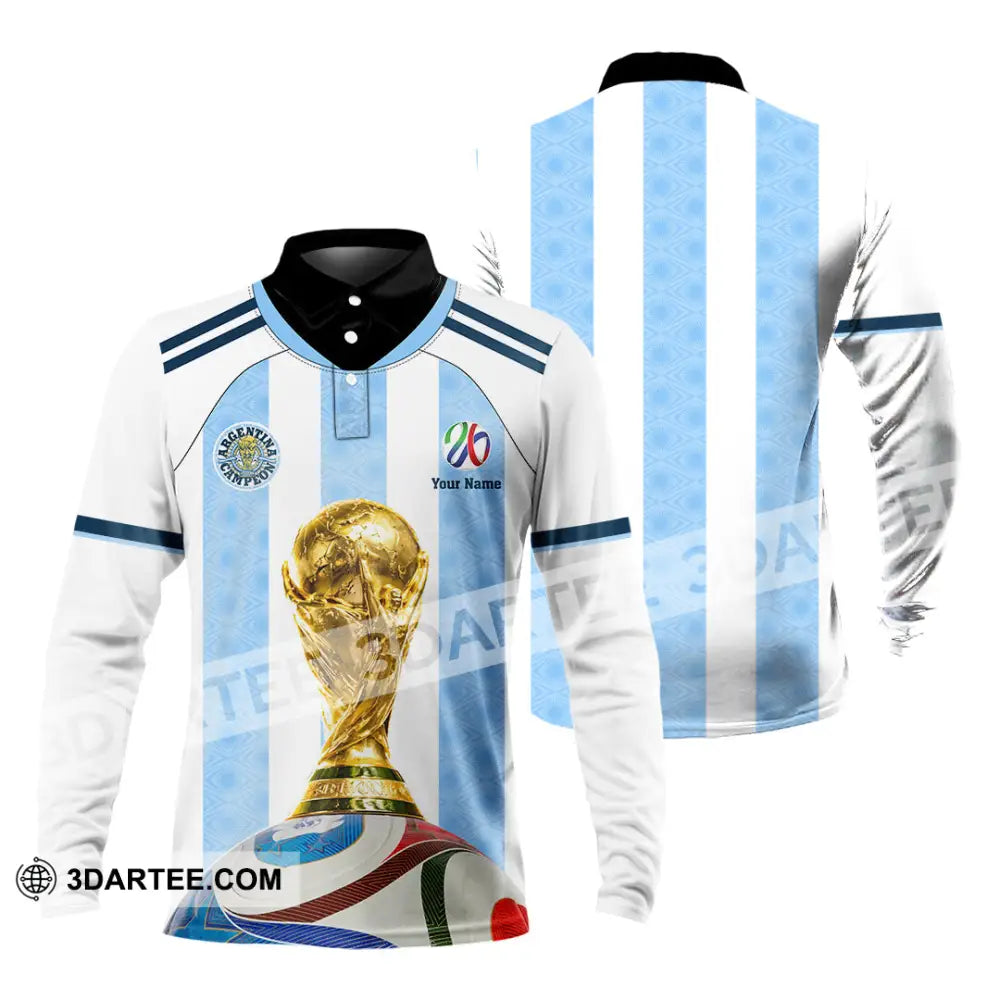 Unisex Shirt - Custom Argentina World Cup 2026 3D Shirt - Long Sleeve Polo / S - T-shirt