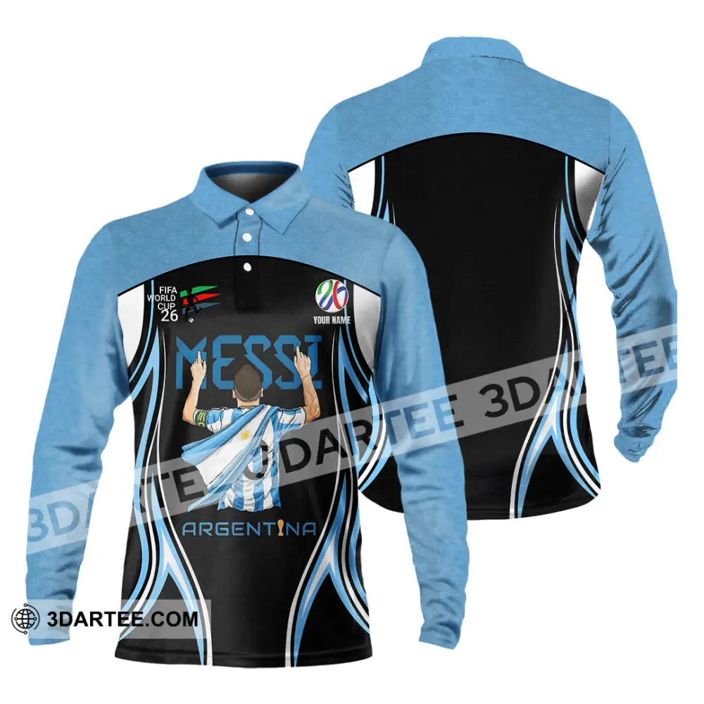 Unisex Shirt - Custom Argentina World Cup 2026 3D Shirt Long Sleeve Polo / S T-shirt