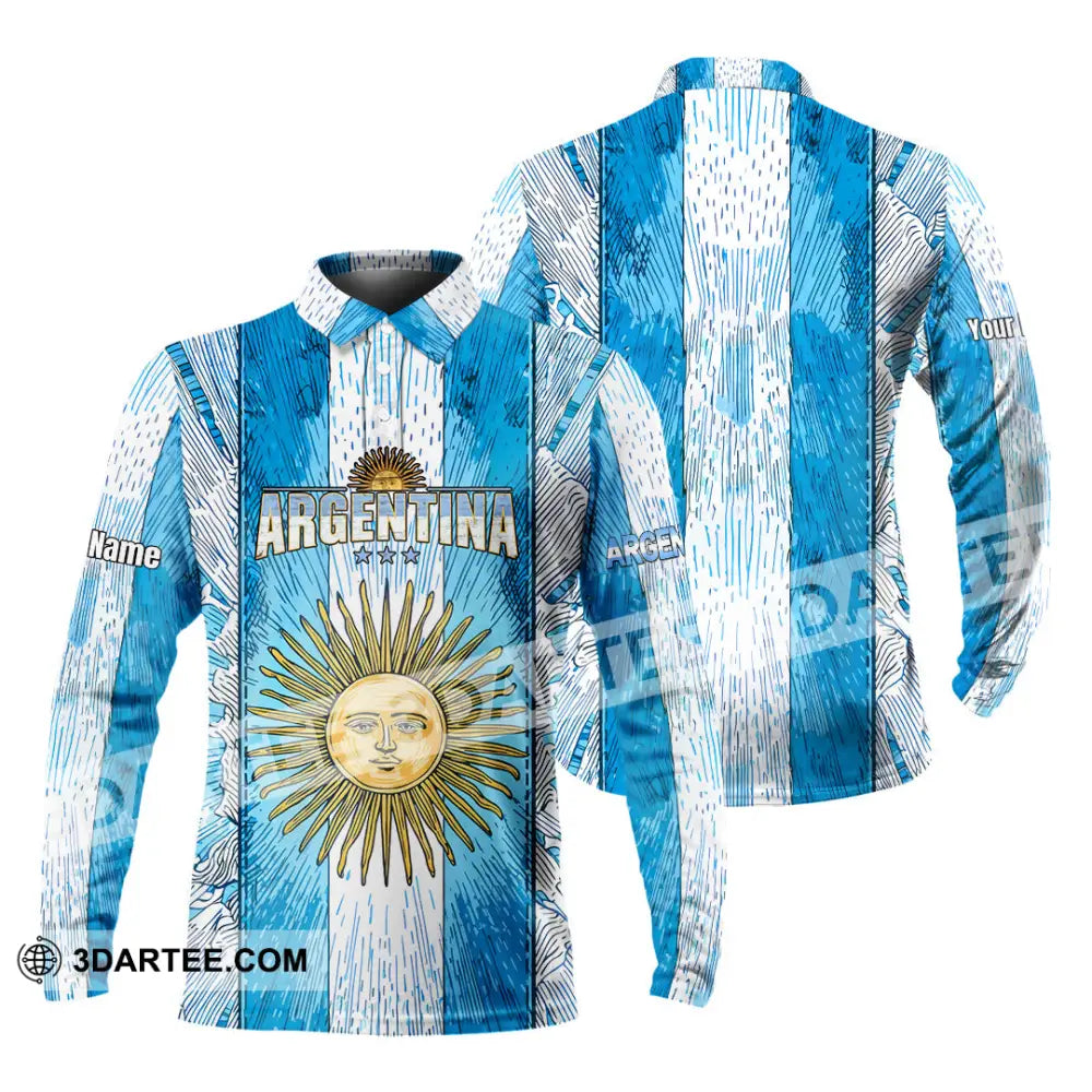 Unisex Shirt - Custom Argentina World Cup 2026 3D Shirt Long Sleeve Polo / S T-shirt