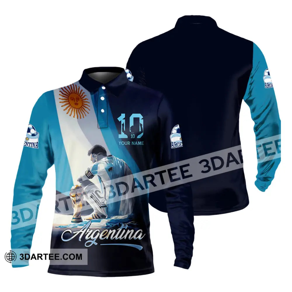 Unisex Shirt - Custom Argentina 3D Shirt Long Sleeve Polo / S T-shirt