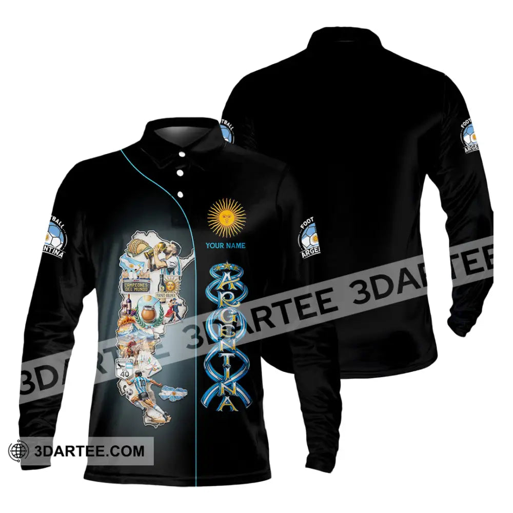 Unisex Shirt - Custom Argentina 3D Shirt Long Sleeve Polo / S T-shirt