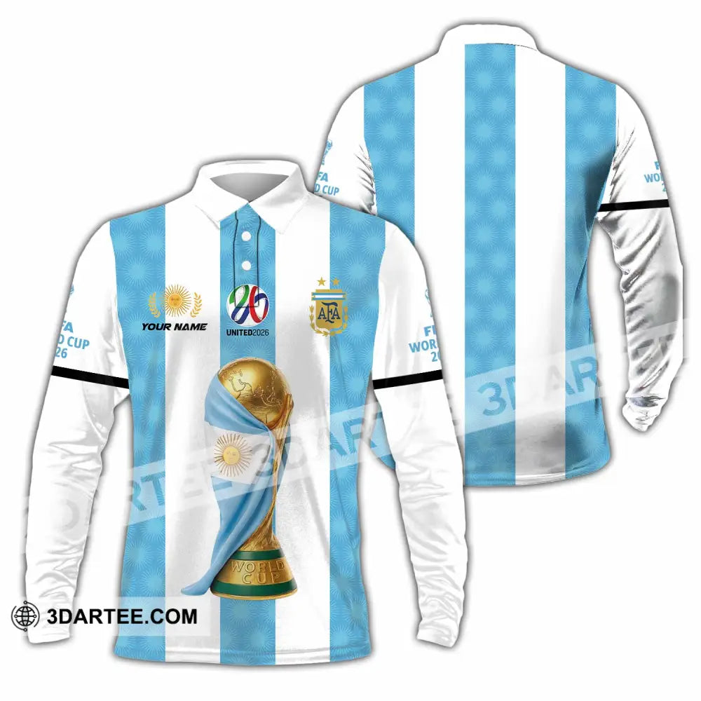 Unisex Shirt - Custom Argentina World Cup 2026 3D Shirt - Long Sleeve Polo / S - T-shirt