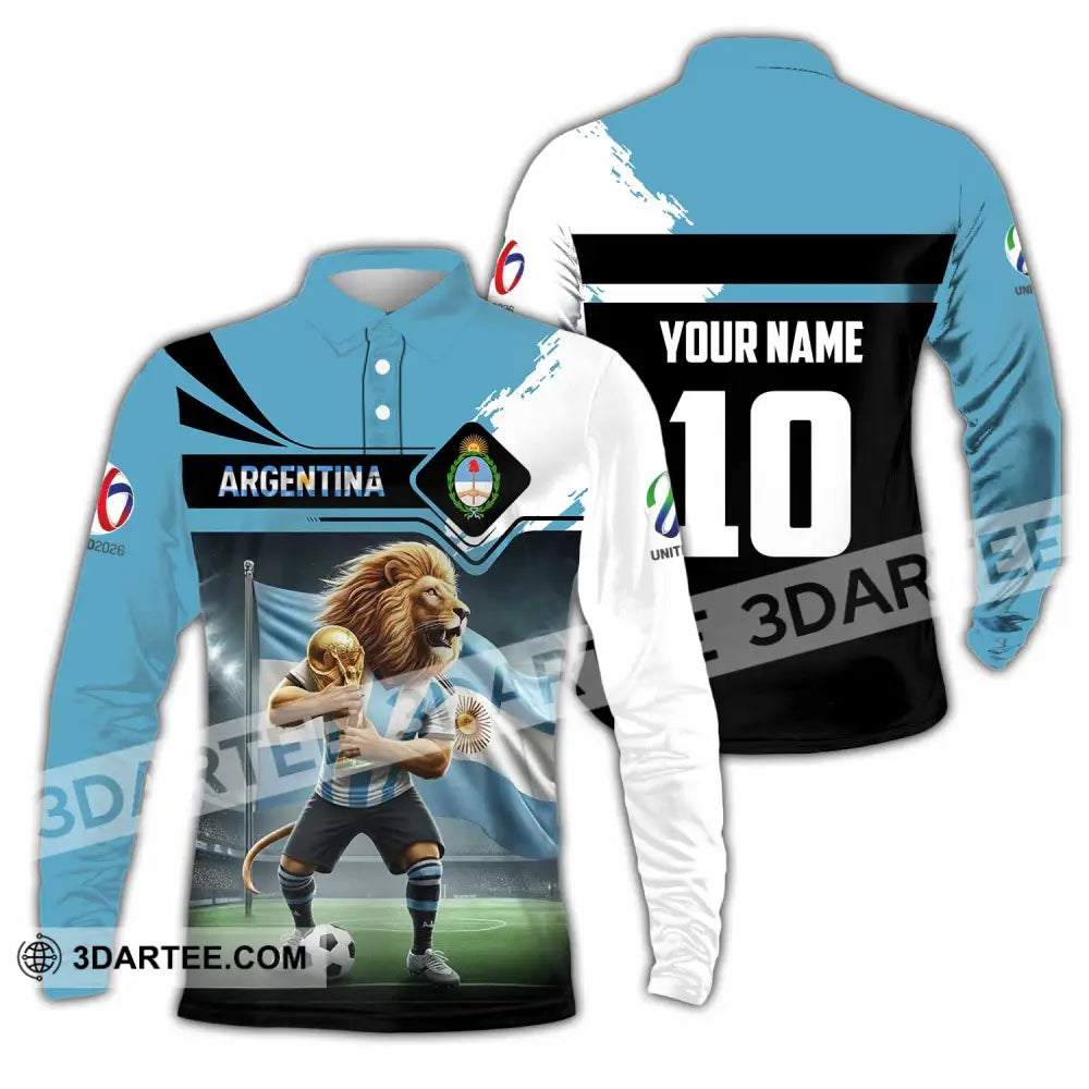 Unisex Shirt - Custom Argentina 3D Shirt Long Sleeve Polo / S T-shirt