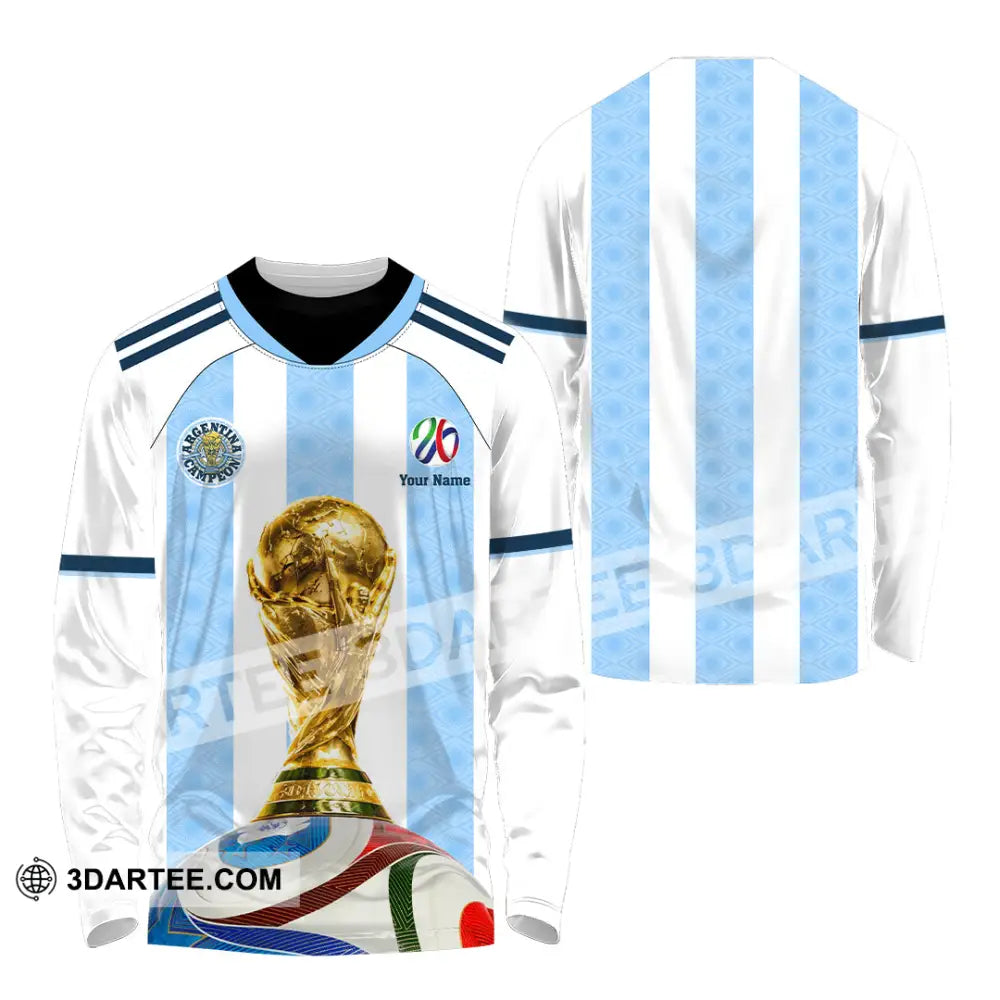 Unisex Shirt - Custom Argentina World Cup 2026 3D Shirt - Long Sleeve Shirt / S - T-shirt