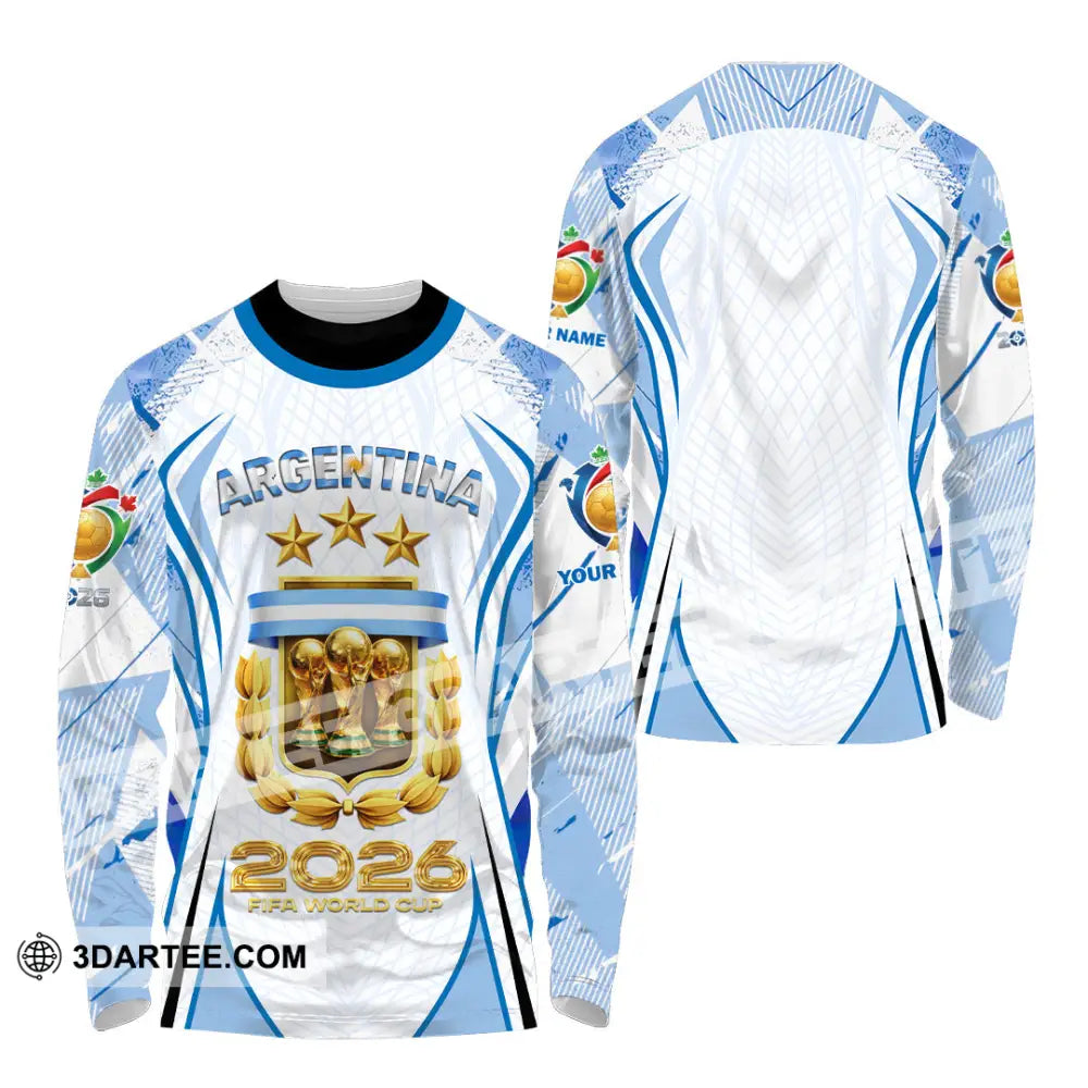 Unisex Shirt - Custom Argentina World Cup 2026 3D Shirt Long Sleeve Shirt / S T-shirt