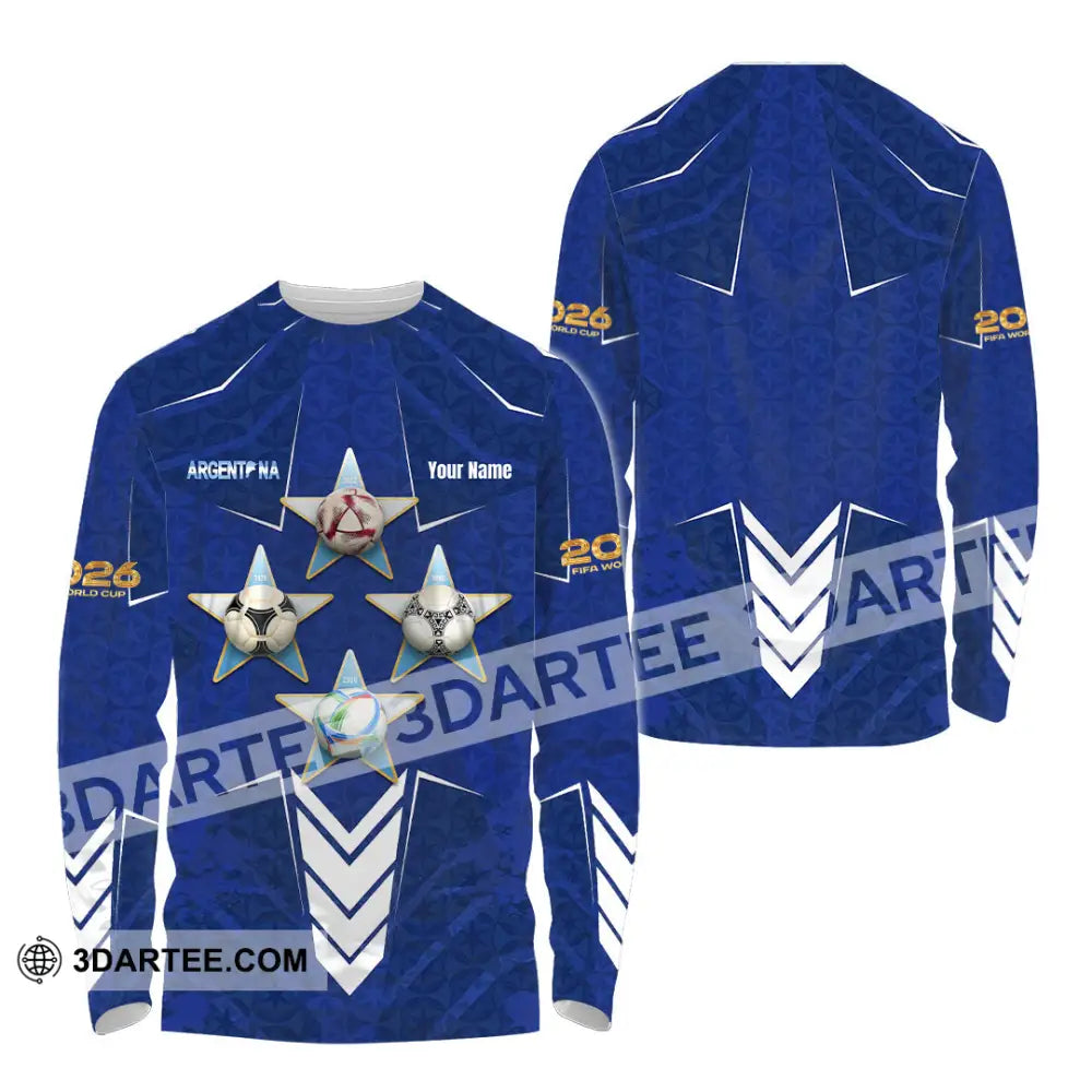 Unisex Shirt - Custom Argentina World Cup 2026 3D Shirt Long Sleeve Shirt / S T-shirt