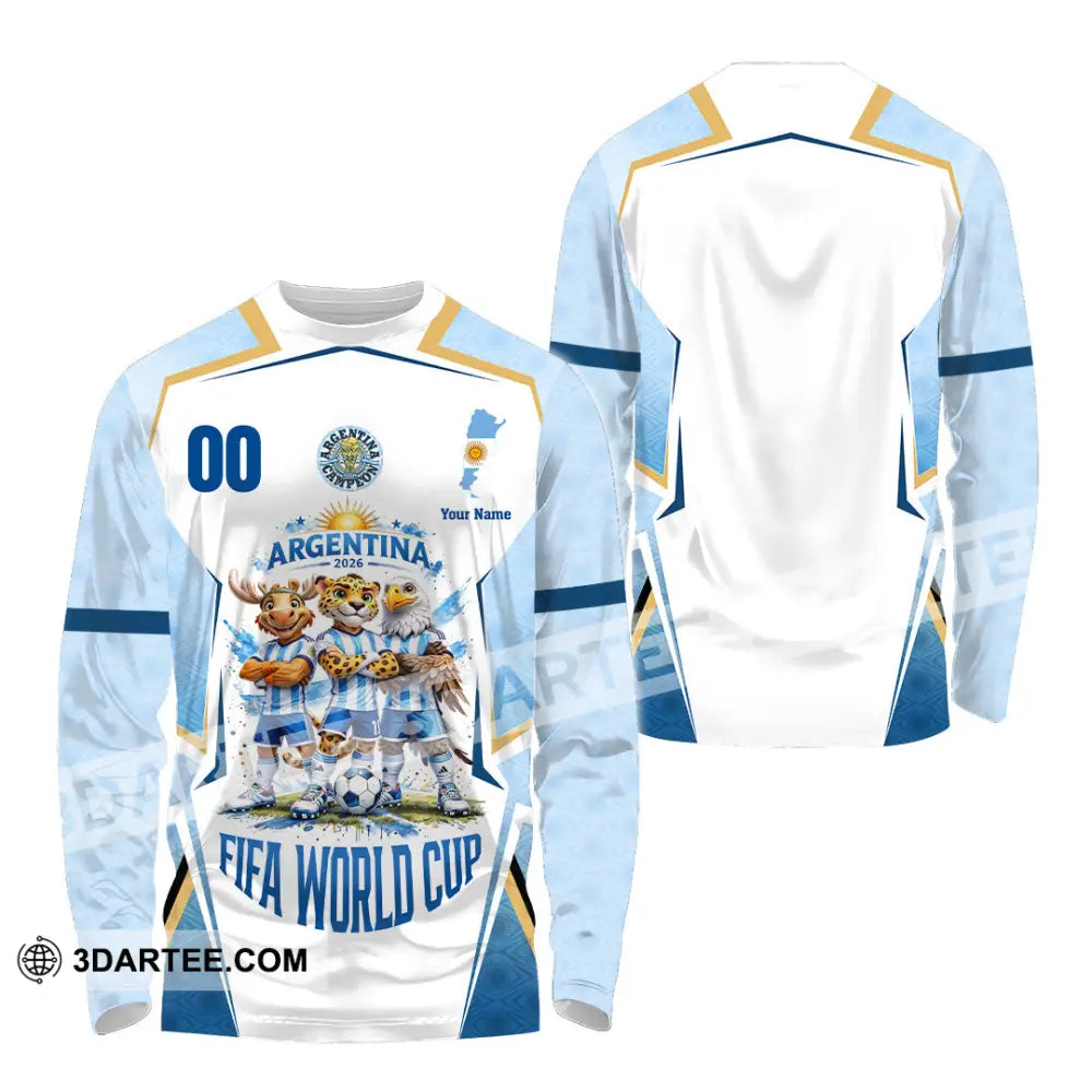 Unisex Shirt - Custom Argentina World Cup 2026 3D Shirt - Long Sleeve Shirt / S - T-shirt