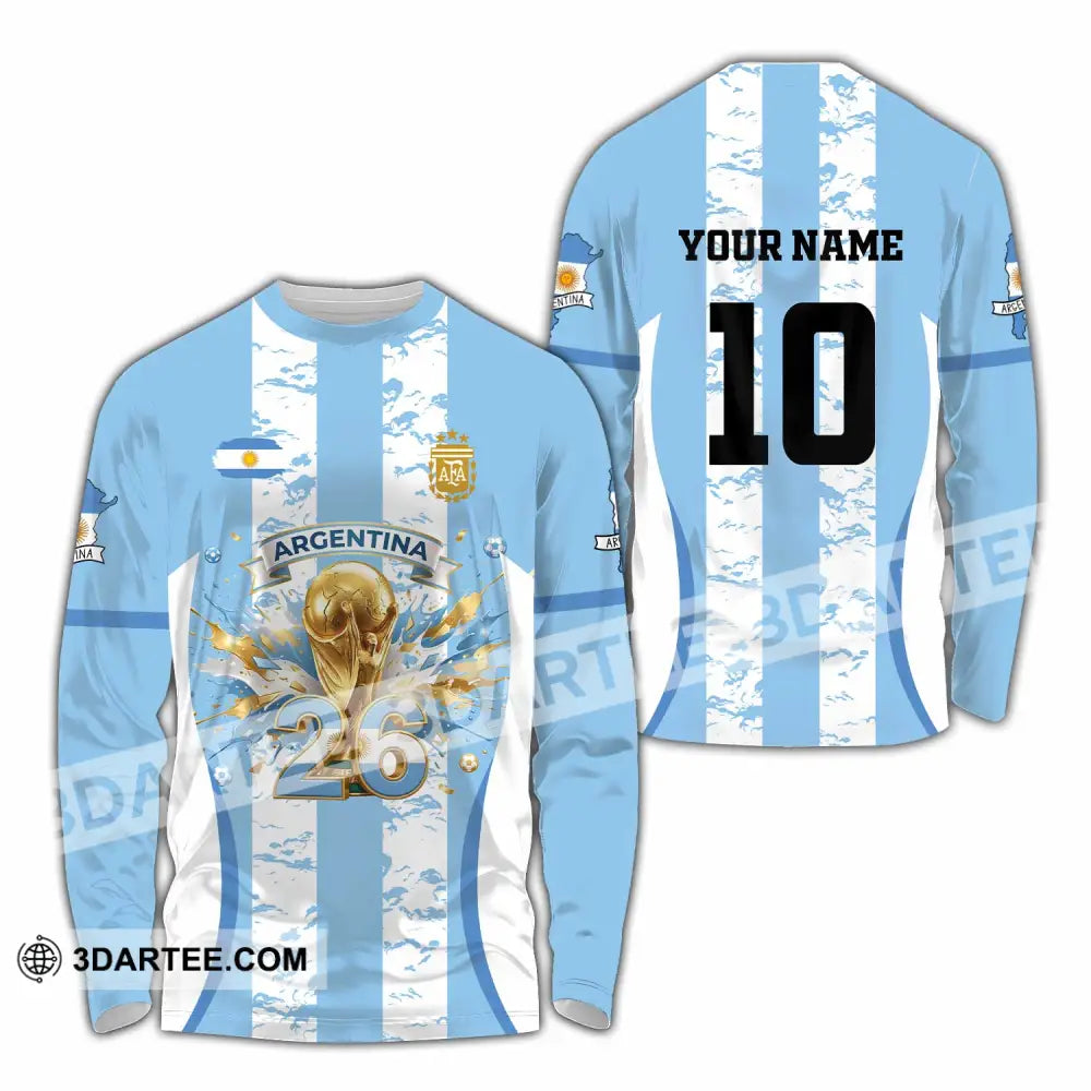 Unisex Shirt - Custom Argentina World Cup 2026 3D Shirt Long Sleeve Shirt / S T-shirt