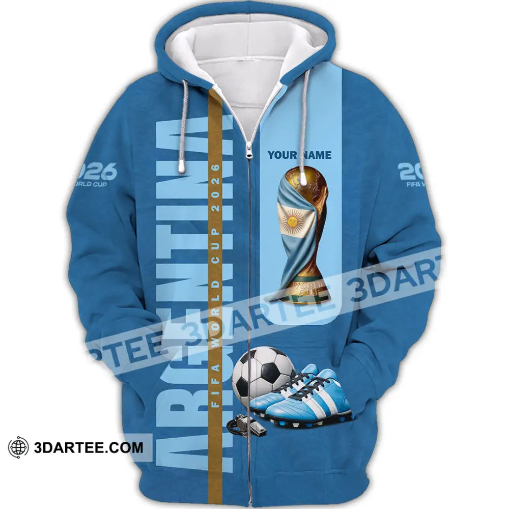 Unisex Shirt - Custom Argentina World Cup 2026 3D Shirt Zipper Hoodie / S T-shirt
