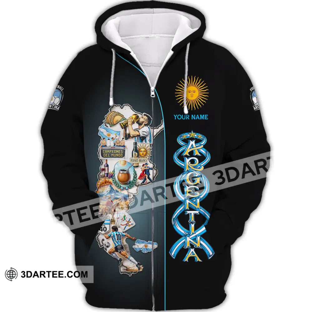 Unisex Shirt - Custom Argentina 3D Shirt Zipper Hoodie / S T-shirt