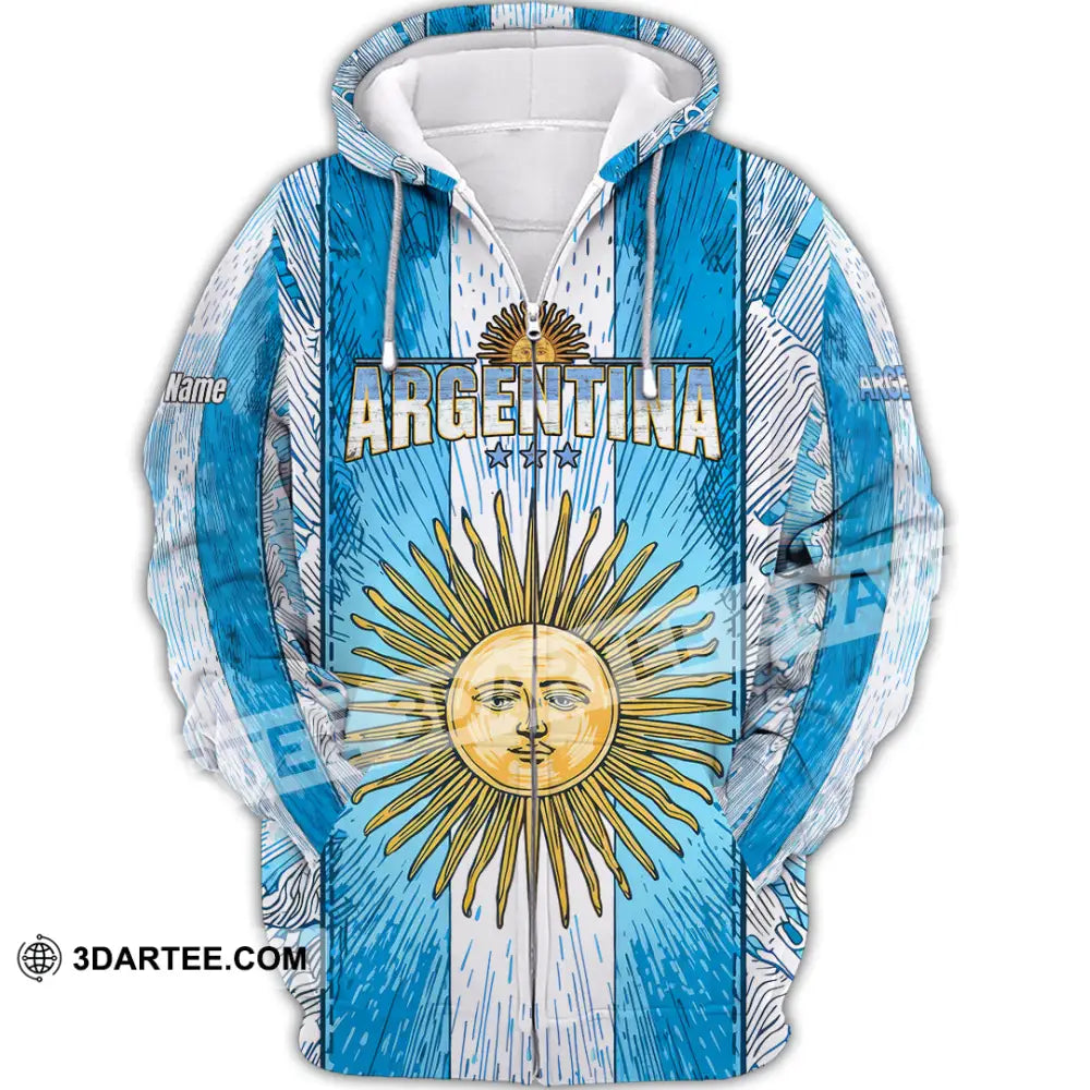 Unisex Shirt - Custom Argentina World Cup 2026 3D Shirt Zipper Hoodie / S T-shirt
